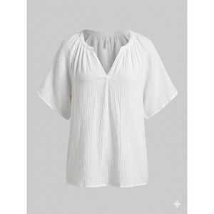 BEACHLUNCHLOUNGE COTTON GAUZE RELAXED COASTAL VACATION RESORT BLOUSE SZ. SMALL